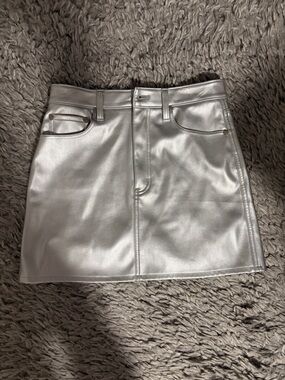 Silver Faux Leather Mini Skirt